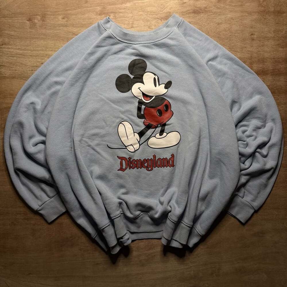 Disneyland Mickey Mouse 3XL Sweatshirt Blue Gothic Spellout Oversized Boxy